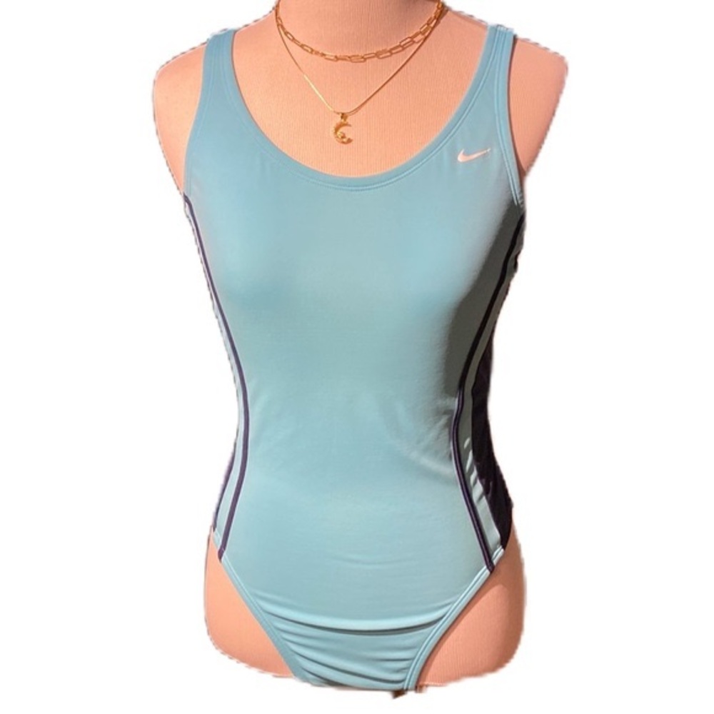 NIKE Swimsuit ~ Competition ~ Racerback One Piece ~ Sky & Navy Blue ~ Small
